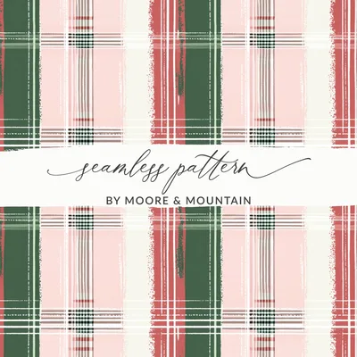 Christmas Tartan Pink and Green Seamless Simple Christmas Pattern