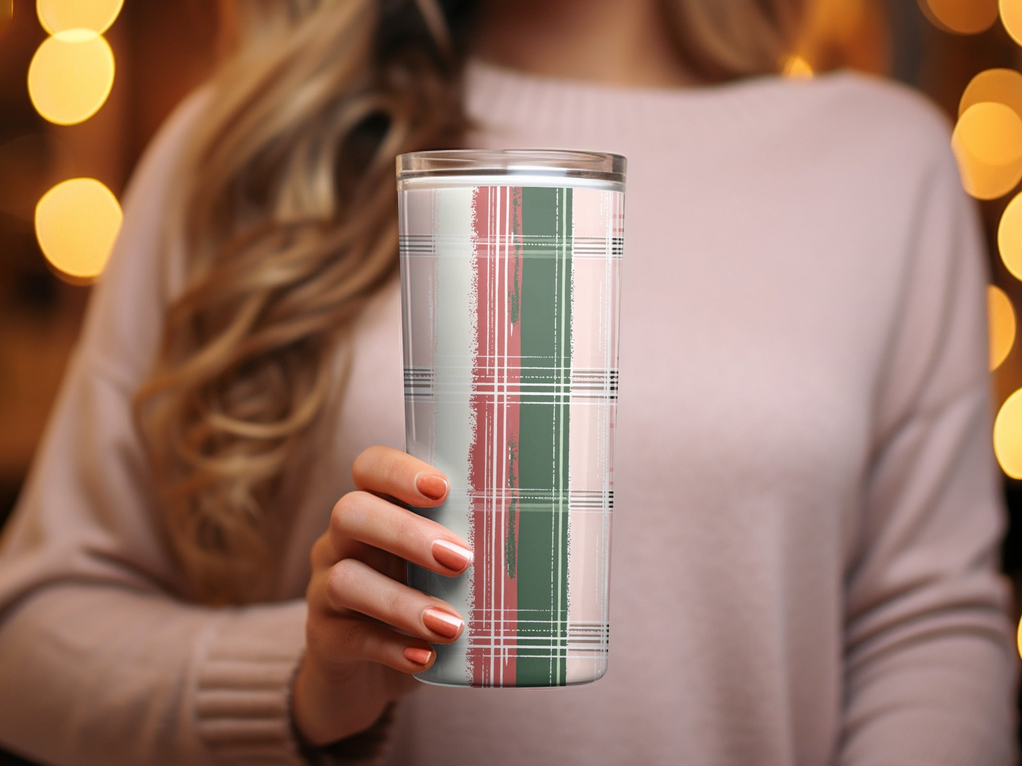 Christmas Tartan Pink and Green Seamless Simple Christmas Pattern