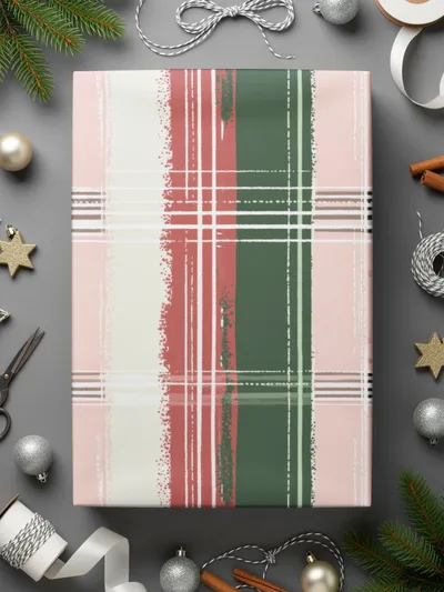 Christmas Tartan Pink and Green Seamless Simple Christmas Pattern