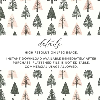Christmas Tree Digital Paper, Festive Seamless Pattern, Holiday Digital Paper, Winter Forest Pattern, Commercial Use Digital Background