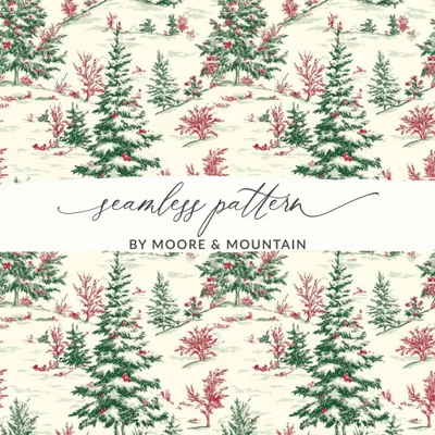 Christmas Tree Digital Seamless Pattern, Holiday Digital Paper, Winter Landscape, Christmas Design, Festive Digital Paper, Xmas Repeat