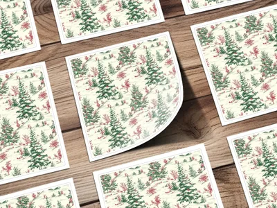 Christmas Tree Digital Seamless Pattern, Holiday Digital Paper, Winter Landscape, Christmas Design, Festive Digital Paper, Xmas Repeat