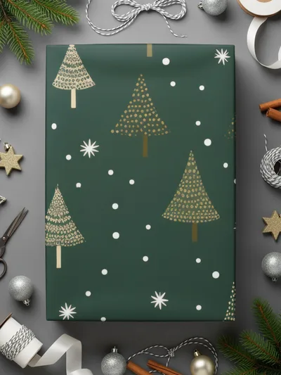 Christmas Tree Seamless Pattern Digital Paper, Holiday Season Background, Winter Snowflakes, Festive JPEG File, 12x12 inch Digital
