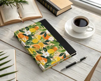 Citrus Floral Digital Paper, Seamless Pattern, Lemon Orange Flower Design, Commercial Use, 12x12 JPEG, Digital Download