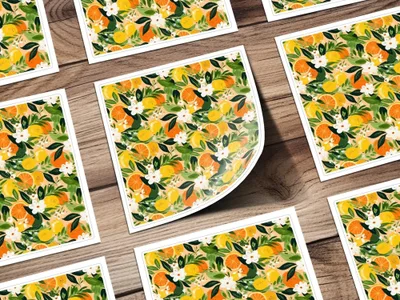 Citrus Floral Pattern, Seamless Ditsy Floral Digital Paper, Lemon Orange Print, Tropical Background, Printable Fabric Design, Summer Wall Art, Digital