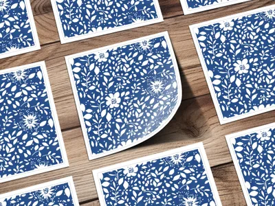 Classic Blue and White Floral Delightful Pattern Digital