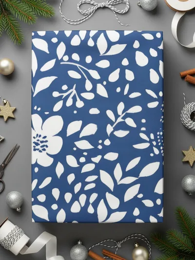 Classic Blue and White Floral Delightful Pattern Digital