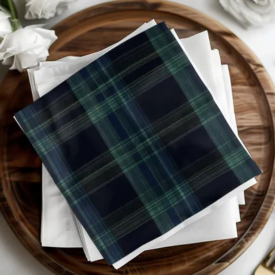 Classic Navy Blue and Green Tartan Seamless Digital