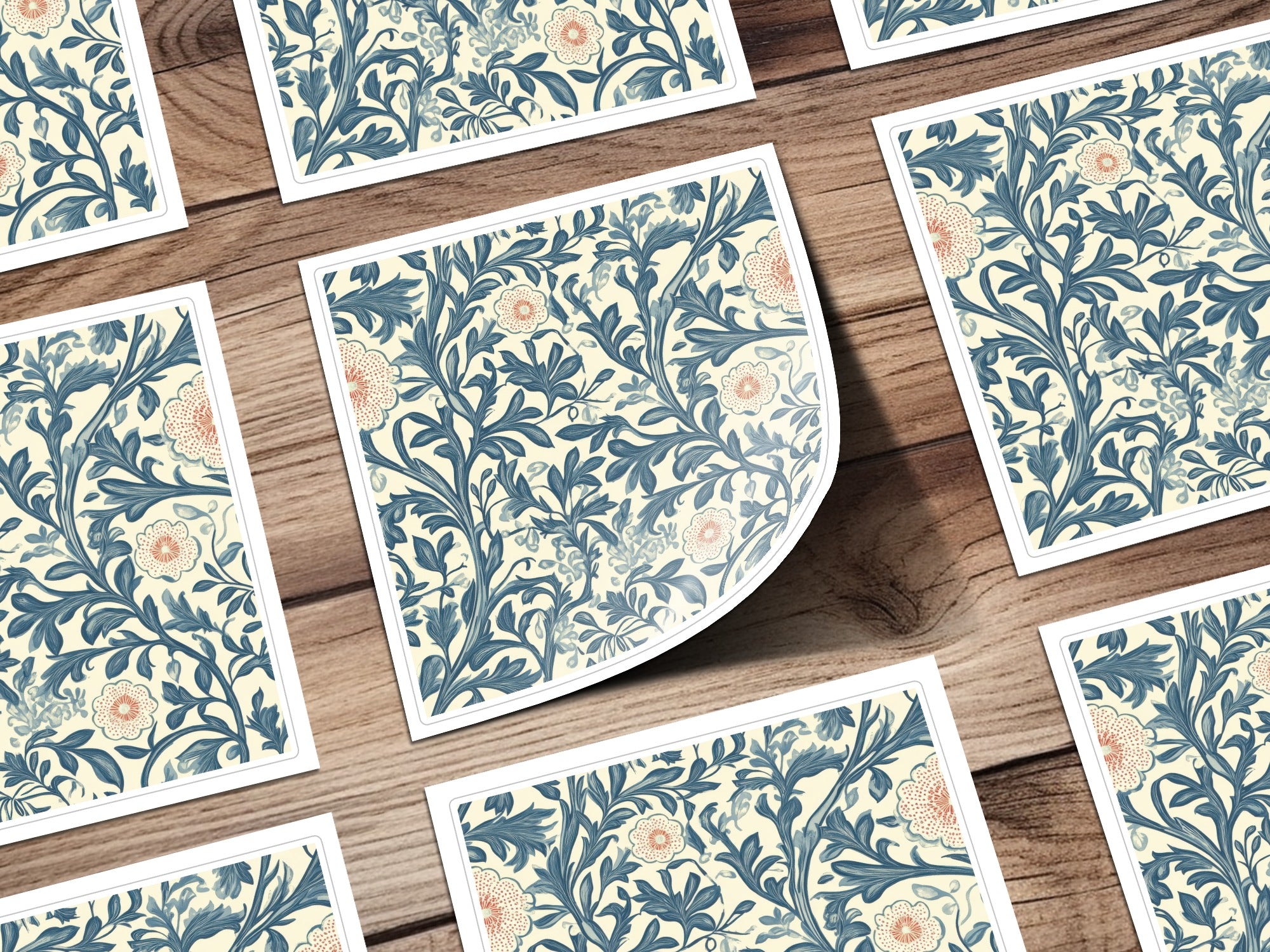 Classic Pattern by William Morris Vines Background Blue and Red Digital