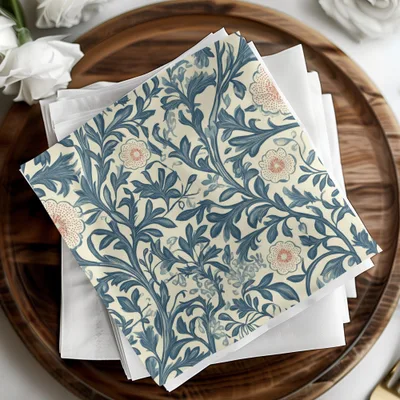 Classic Pattern by William Morris Vines Background Blue and Red Digital