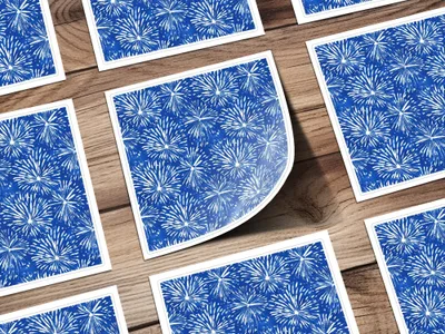 Cobalt Background White Fireworks Pattern Repeating Digital