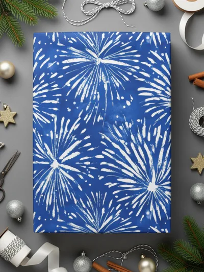 Cobalt Background White Fireworks Pattern Repeating Digital