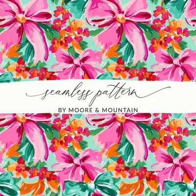 Preppy Neon Pink Bows Seamless Pattern