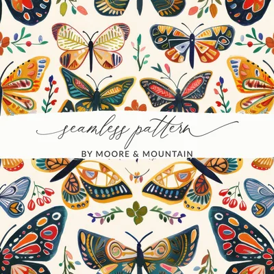Colorful Butterfly Pattern, Digital Paper, Insect Art, Seamless Pattern Design, Butterflies Printable Art, Scrapbook Paper Download