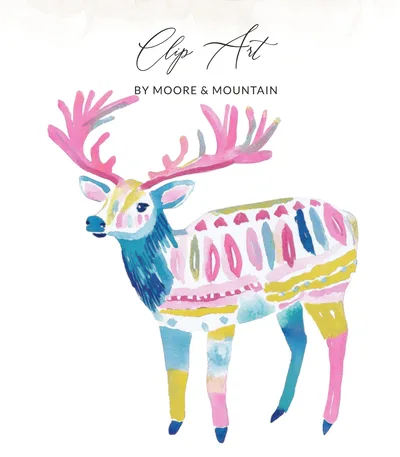 Colorful Deer SVG Digital Download, Whimsical Stag PNG for Nursery Decor, Boho Animal Art Print File, Kids Room Wall Art, Vibrant Nature SVG