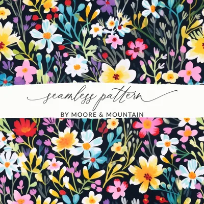 Dark Ditsy Floral Seamless Background