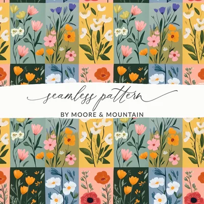 Colorful Floral Pattern On Square Boxes Surface Texture