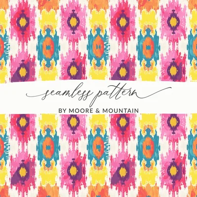 Colorful Ikat Digital Paper, Boho Seamless Pattern, Commercial Use POD Print, Modern Tribal Pattern, Vibrant Ethnic Design, Digital Download