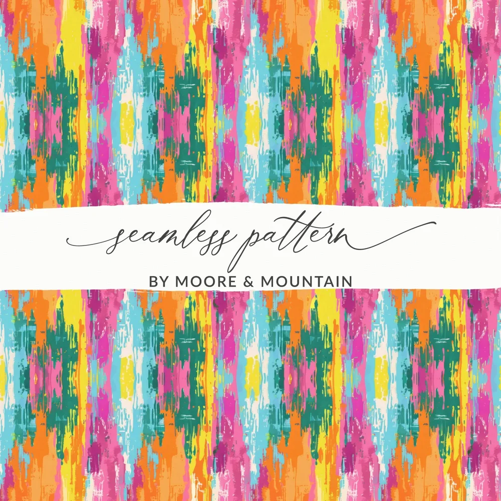 Colorful Ikat Digital Paper, Modern Tribal Pattern, Seamless Boho Jpg, Vibrant Ethnic Pattern, Commercial Use POD Pattern
