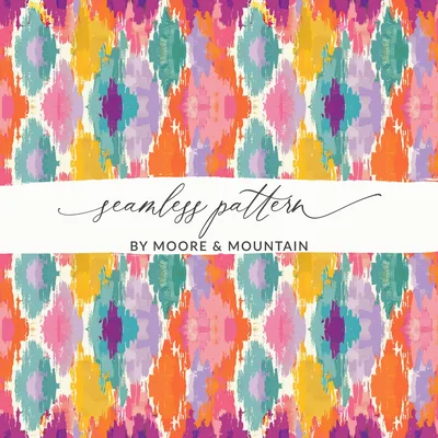 Colorful Ikat Digital Paper, Orange Purple Turquoise Boho Seamless Pattern, Bright Aztec Tribal Print, Bohemian Wallpaper Repeat, JPG