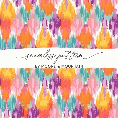 Colorful Ikat Digital Paper, Rainbow Boho Seamless Pattern, Bright Aztec Print, Vivid Ethnic Repeat, Bohemian Digital Download