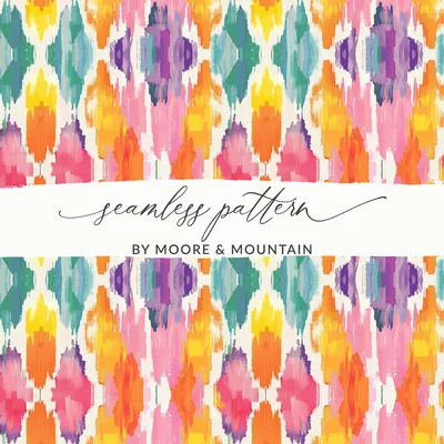 Colorful Ikat Digital Paper, Seamless Boho Pattern, Modern Tribal Print, Commercial Use POD, Saturated Summer Design, Digital Download