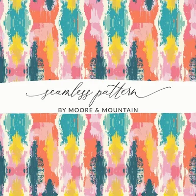 Colorful Ikat Digital Pattern, Seamless Boho JPG, Commercial Use POD, Vibrant Ethnic Pattern, Modern Tribal Design