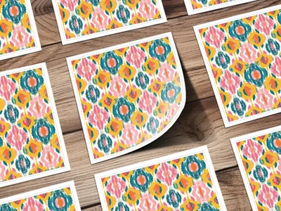 Colorful Ikat Digital, Seamless Pattern, Tribal Fabric Print, Boho Wallpaper, for Commercial Use POD