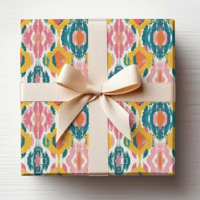 Colorful Ikat Digital, Seamless Pattern, Tribal Fabric Print, Boho Wallpaper, for Commercial Use POD