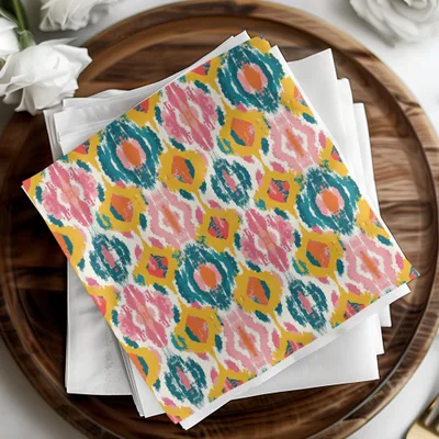 Colorful Ikat Digital, Seamless Pattern, Tribal Fabric Print, Boho Wallpaper, for Commercial Use POD