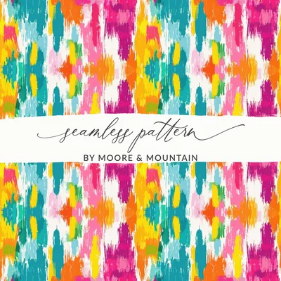 Colorful Ikat Print Digital Paper, Modern Tribal Pattern, Seamless Boho JPG, Commercial Use POD, Vibrant Ethnic Design, Summer Textile