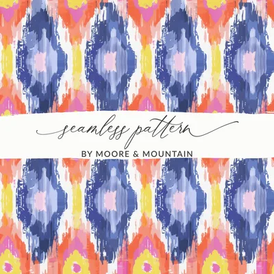 Colorful Ikat Seamless Digital Pattern, Modern Tribal Repeat, Commercial Use, Vibrant Ethnic Print, Boho Wallpaper, Summer Textile