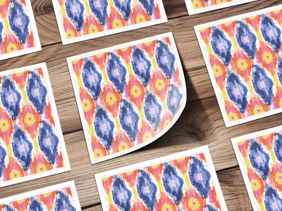 Colorful Ikat Seamless Digital Pattern, Modern Tribal Repeat, Commercial Use, Vibrant Ethnic Print, Boho Wallpaper, Summer Textile