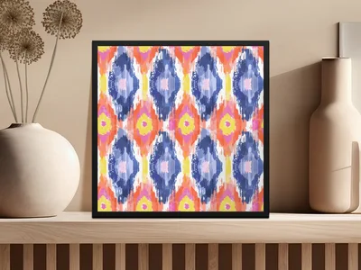 Colorful Ikat Seamless Digital Pattern, Modern Tribal Repeat, Commercial Use, Vibrant Ethnic Print, Boho Wallpaper, Summer Textile