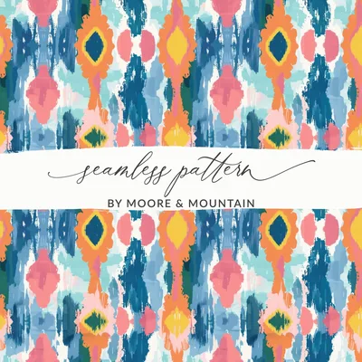 Colorful Ikat Seamless Pattern Digital Download, Boho Tribal Wallpaper, Vibrant Ethnic Print, Commercial Use POD, Geometric Repeat