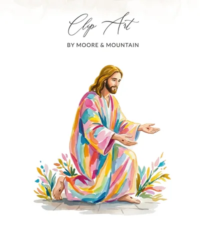 Colorful Jesus Watercolor Art Print Digital Download | Modern Christian Religious Wall Art | Spiritual Home Decor Printable