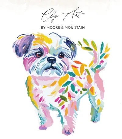 Colorful Shih Tzu Dog SVG, Preppy Clip Art, Cute Puppy Watercolor Digital Art PNG, Pet Lover Gift, Vibrant Graphic Download