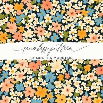 Colorful Spring Ditsy Floral Background Art Digital