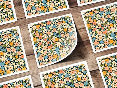 Colorful Spring Ditsy Floral Background Art Digital