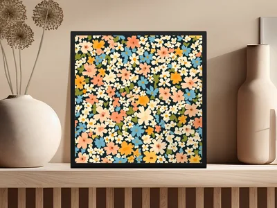 Colorful Spring Ditsy Floral Background Art Digital