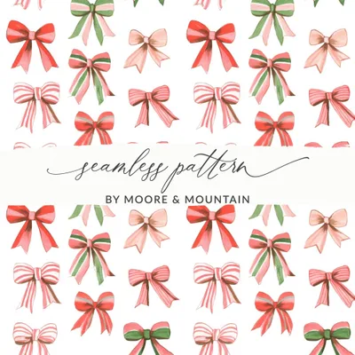 Colorful Watercolor Bows Repeat Pattern Art Print Digital