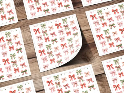 Colorful Watercolor Bows Repeat Pattern Art Print Digital