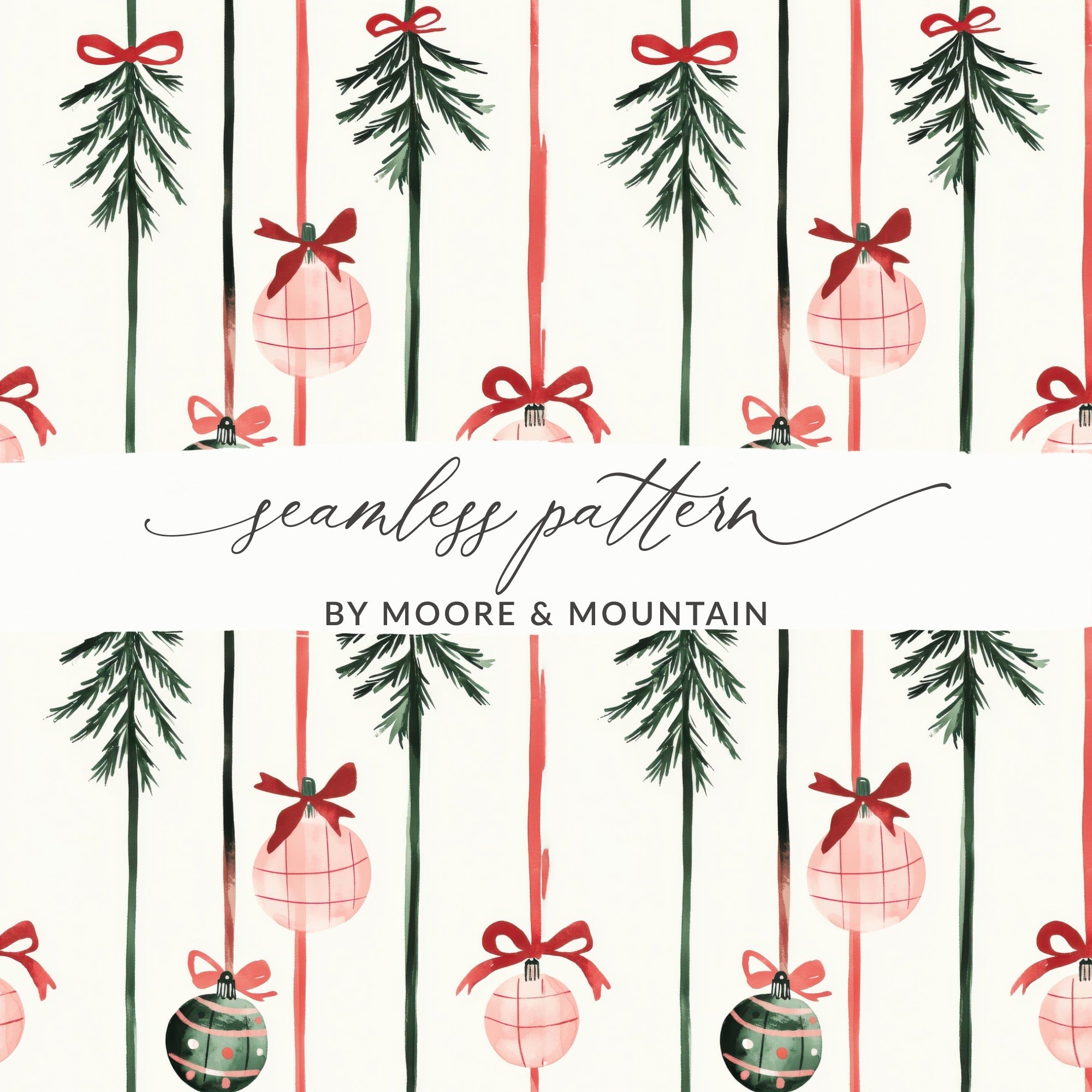 Coquette Christmas Festive Holiday Seamless Pattern Digital Download - Christmas Decoration Design