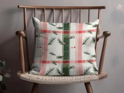 Coquette Red and Green Checks with Leaves and Dots | Digital Download | Festive Pattern