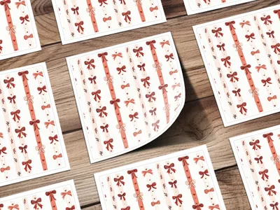 Coquette Red and Pink Bows Ribbons Hearts Stripes Seamless Pattern Texture Digital