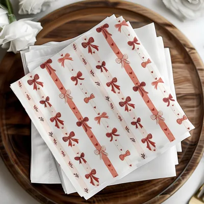 Coquette Red and Pink Bows Ribbons Hearts Stripes Seamless Pattern Texture Digital
