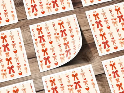 Coquette Red Ribbons and Bows and Hearts Ribbons Pattern For Romantic Projects Seamless