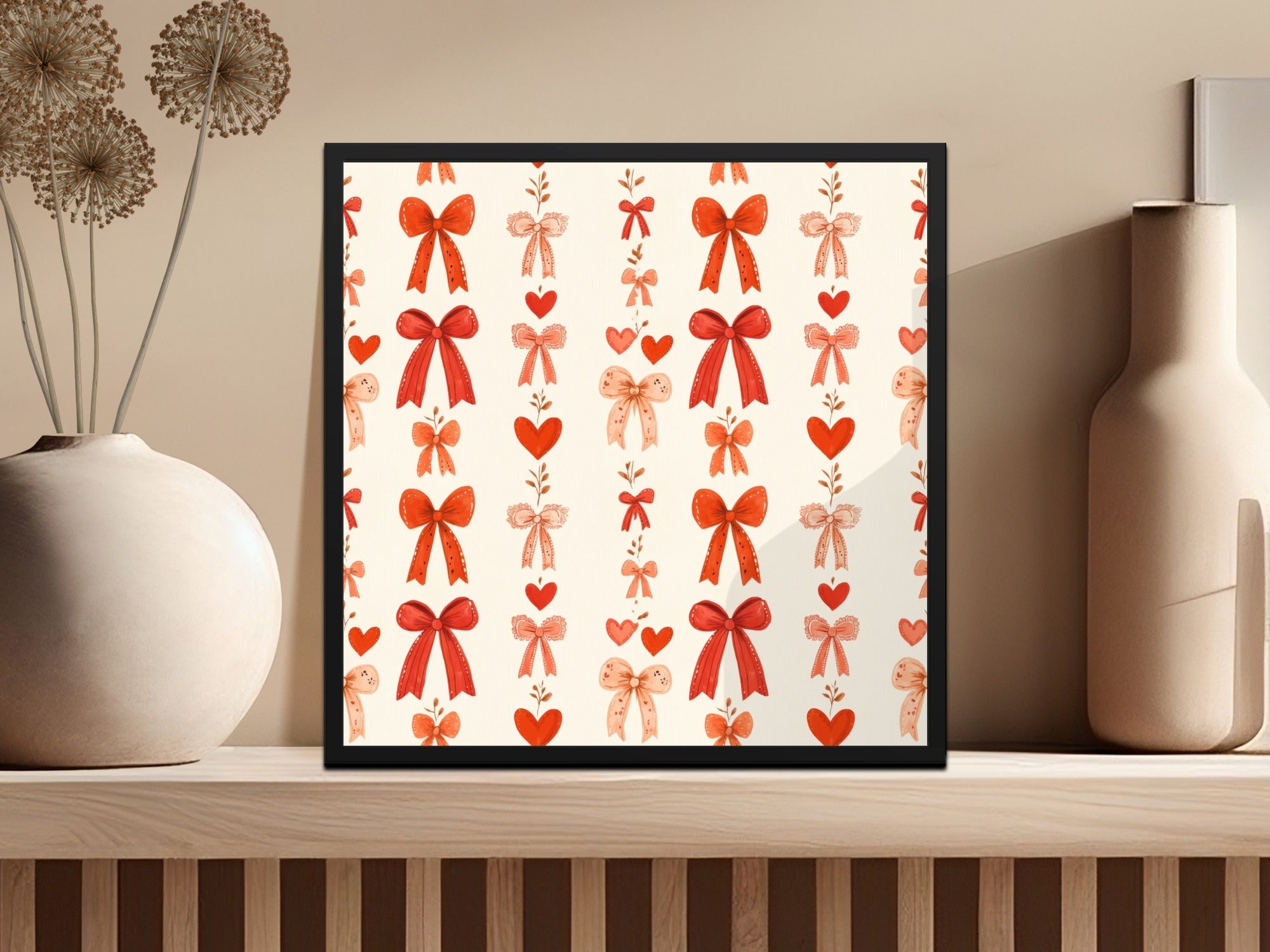 Coquette Red Ribbons and Bows and Hearts Ribbons Pattern For Romantic Projects Seamless
