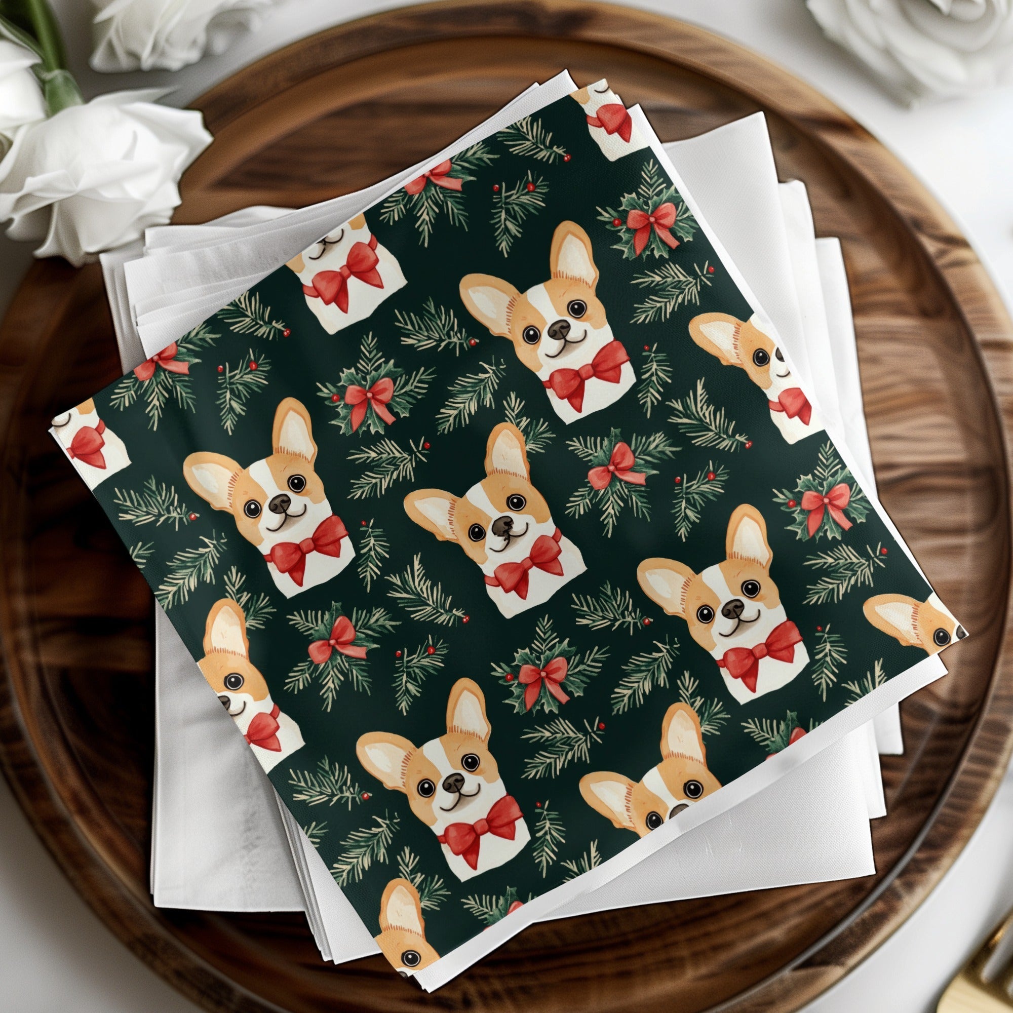 Corgi Dog Christmas Digital Paper, Cute Puppy Pattern, Holiday Green Background, Winter Pet Design, Festive Digital Download