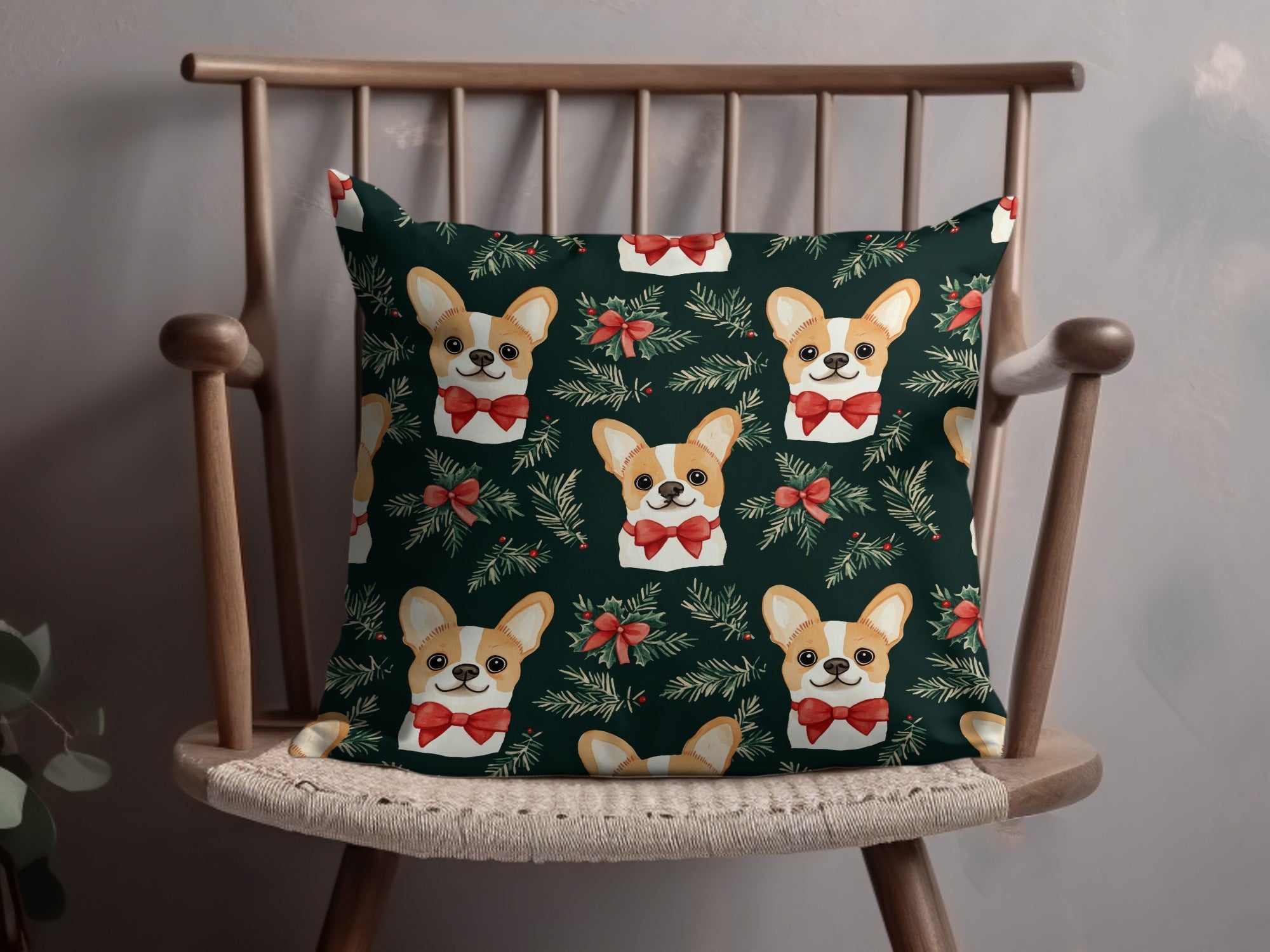 Corgi Dog Christmas Digital Paper, Cute Puppy Pattern, Holiday Green Background, Winter Pet Design, Festive Digital Download